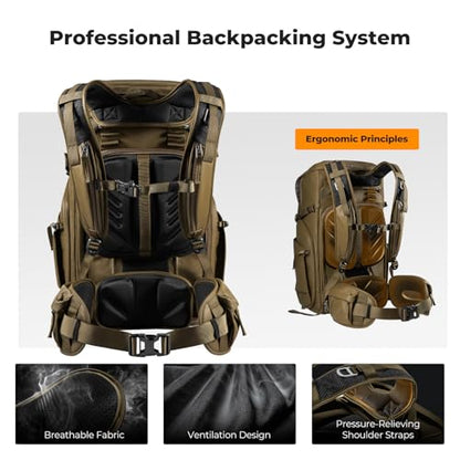 K&F CONCEPT Camera Backpack, 30L Large Capacity Camera Bag - color: Khaki, size: Large