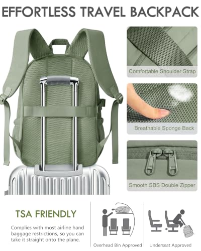 Bagstellar Laptop Backpack for Women, Lightweight College Travel Backpack - color: Sage Green