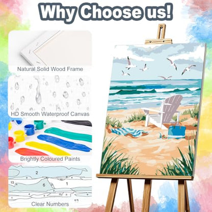 Kalonyth Beach Framed Paint by Numbers Kit for Adults Beginner 8x12 inch - color: Frame-OP-US06