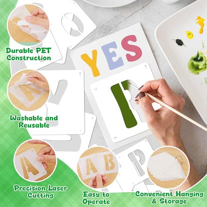 Letter Stencils, 80 Pcs Large Alphabet and Numbers Stencils (3Inch & 4Inch) - size: 3Inch&4Inch