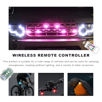 4PCS Wireless LED Strobe Lights with Remote Control, 8 Colors USB Rechargeable Anti-Collision Flashing Light, High Brightness Emergency Warning Light for Car Drone Motorcycle