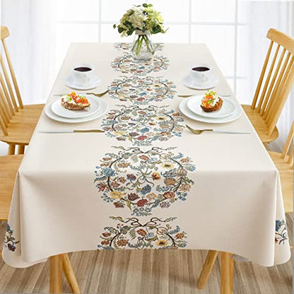 AIRCOWRIE Waterproof Rectangle Vinyl Tablecloths 108x54 Inch - color: Flower, size: 108" x 54" (Rectangular)