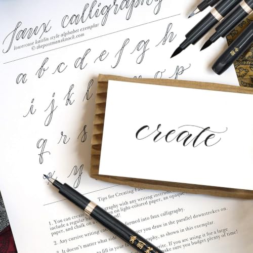 Hand Lettering Calligraphy Pens Brush Marker 4 Size Refillable 6pc