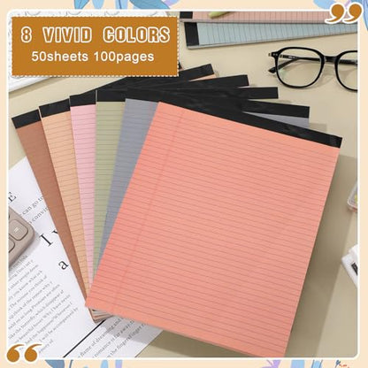 Fuutreo 8 Pcs Legal Pads 8.5 x 11 Colored Note Pads, Advanced Grey - color: Advanced Grey