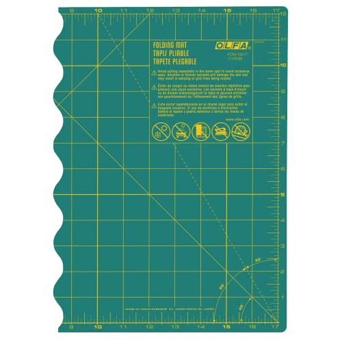 OLFA 12x17" Folding Self-Healing Rotary Mat (FCM-12x17) - Triple-Layer - size: 17"L x 12"W