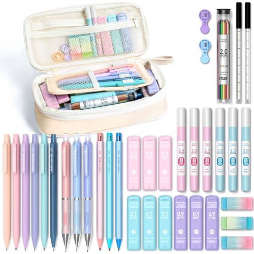 Four Candies 36PCS Mechanical Pencil Set with 624 Lead Refills (Cream) - color: Cream