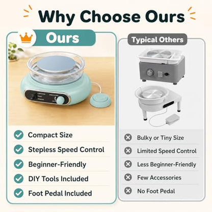 Alldeer Mini Pottery Wheel for Kids Teens Beginners Starters - color: green