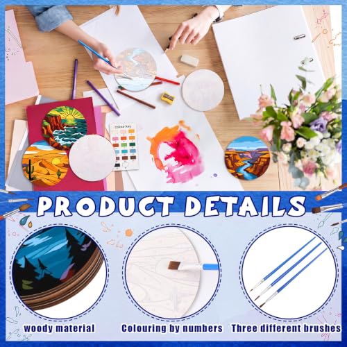 Reallnaive 8 Pcs Mountain Paint by Numbers Kit for Adults Wooden Coasters - style: Mountains