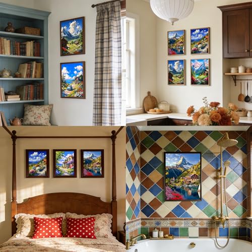 DOTSOPS 6 Pack Landscape Diamond Painting Kits for Adults Round Full Drill - color: Landscape B