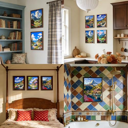 DOTSOPS 6 Pack Landscape Diamond Painting Kits for Adults Round Full Drill - color: Landscape B