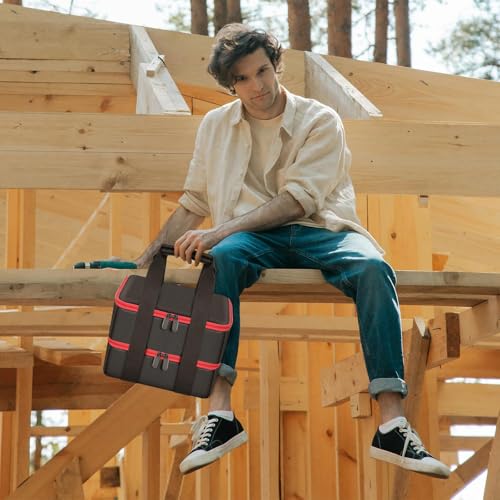 Double-Layer Battery Bag for Makita 40V, for Dewalt Battery&Charger - color: Red