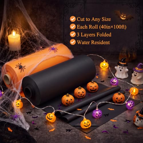 Moukeren Circus Carnival Table Cover Backdrop, Orange，Black, 2 Roll - color: Orange，black