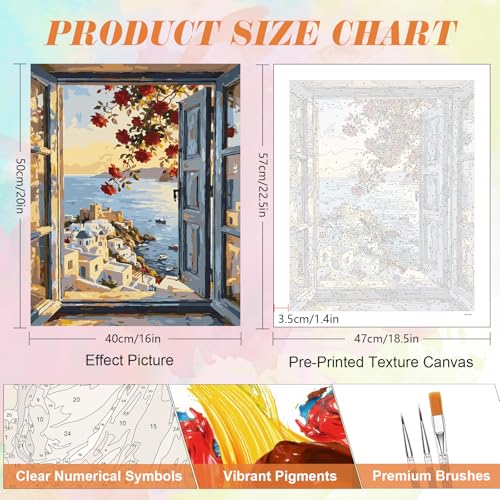 Kalonyth Window View Paint by Numbers Kit for Adults, 16x20 inch, No Framed - color: OP-US04
