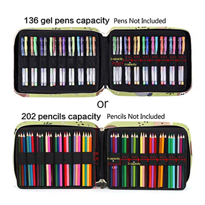 Pencil Case Holder Slot with Zipper Closure Large Capacity Pen Organizer - color: green bear