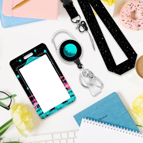 Alien Spacecraft Lanyards Cute Alien Spacecraft ID Badge Holder - color: Alien Spacecraft-black
