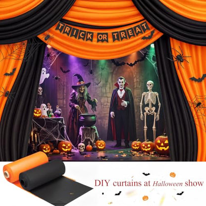 Moukeren Circus Carnival Table Cover Backdrop, Orange，Black, 2 Roll - color: Orange，black