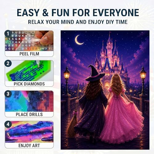 Diamond Art Kits for Adults,Princess and Witch Castle Diamond Painting - color: HS048-1