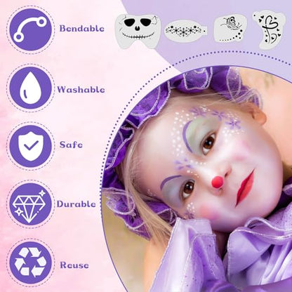 34+28Pcs Face Paint Stencils Kit, Suboyica Plastic Facial Painting Stencils