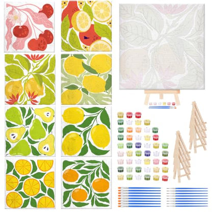 RoundFunny 8 Set Paint by Numbers Drawing Kit for Adults,Summer Fruit - style: Summer Fruit
