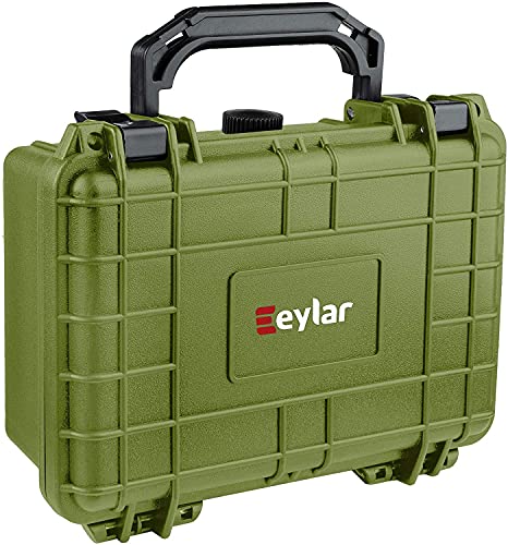 Eylar Protective Gear and Camera Hard Case TSA Approved 8.12 inch 6.56 inch 3.56 inch, Customizable Pluck Foam, Lockable for Cameras, Lenses, Drones, Gear (Green) - color: Green