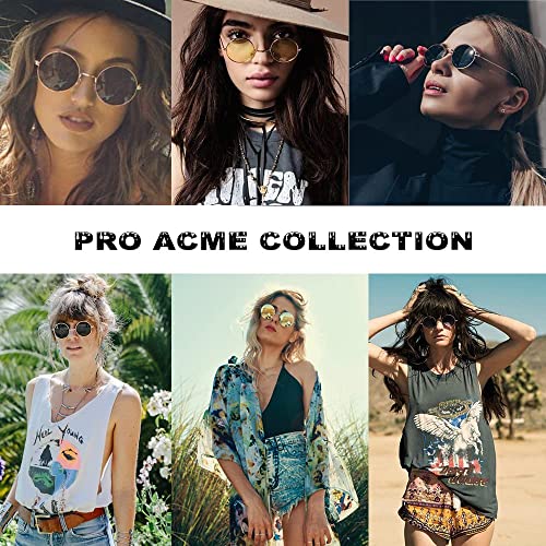 Pro Acme Small Round Polarized Sunglasses for Women Men Retro Metal Shades - color: C5 - Gunmetal Frame/Black Lens