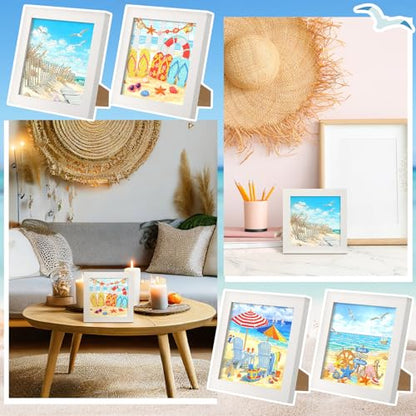 Geyoga 4pcs Beach Diamond Painting Kits with Frame for Adults 7 x 7 Inch - style: Summer