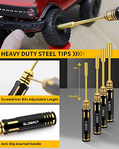 GLOBACT RC Repair Tool RC Screwdriver Kit for 1/8 1/10 RC Car, 26Pcs
