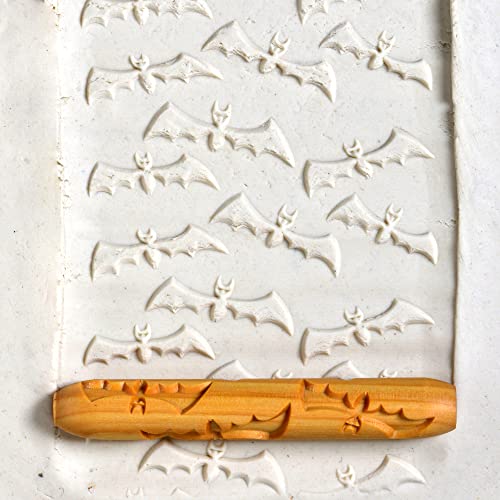 MKM Pottery Tools Wood Hand Rollers for Clay (HR-34 Flying Bats) - size: HR-34 Flying Bats