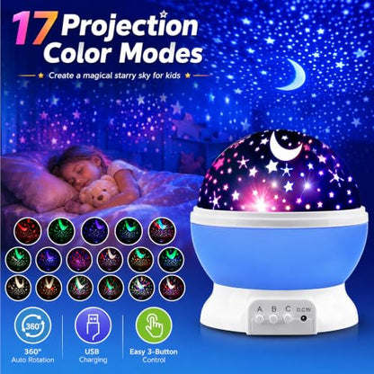 Kid Star Projector Night Light for Kids | Stars for Ceiling | Boys Gift 3-6 - color: Blue