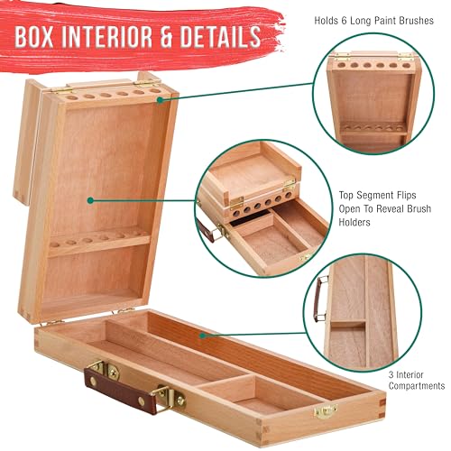 U.S. Art Supply Multi-Function Flip Open Artist Supply Box, Locking Clasps
