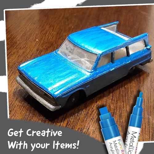 5 Metallic Acrylic Blue Paint Markers Pens for Rock Painting, Wood - color: Metallic Blue