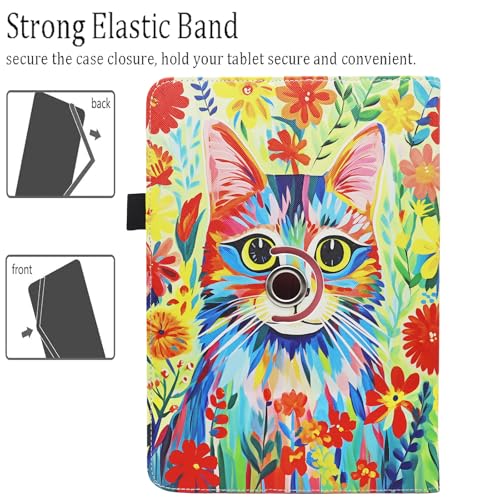 Universal 10 10.1 11 Inch Android 16 15 Tablet Case Cover - color: 03 Cat Flower