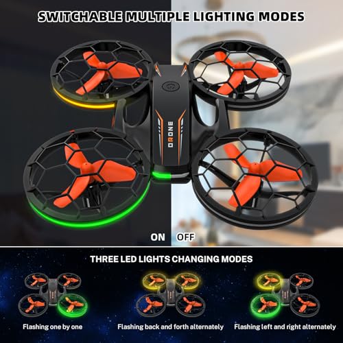 Drones - RC Drone with Auto Hovering and Headless Mode, Quadcopter with LED Light, Propeller Full Protect, 3D Flips, 3 Batteries, Remote Control, Best Gifts