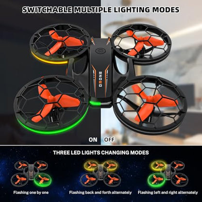 Drones - RC Drone with Auto Hovering and Headless Mode, Quadcopter with LED Light, Propeller Full Protect, 3D Flips, 3 Batteries, Remote Control, Best Gifts