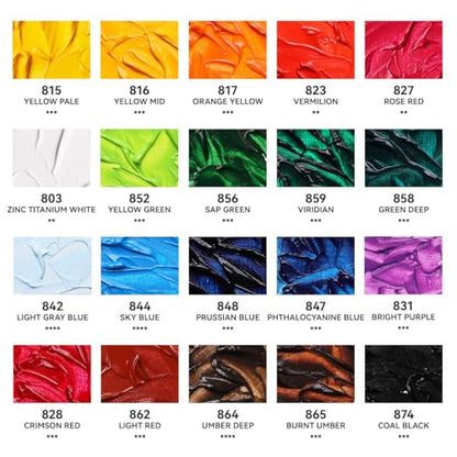Paul Rubens Oil Paint, 20 Basic Colors*170 ml Large Professional Tubes - color: 20 colors*170ml-B
