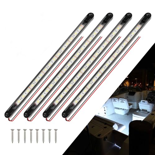 LED Boat Interior Strip Lights, White, IP 67 Waterproof 4-Pack - color: WHITE
