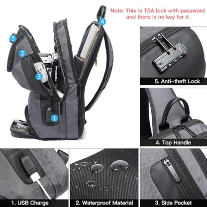 BANGE Men's Sling Backpack - Waterproof Crossbody Bag, Multi-Purpose Shoulder Bag - color: Grey(no Logo)