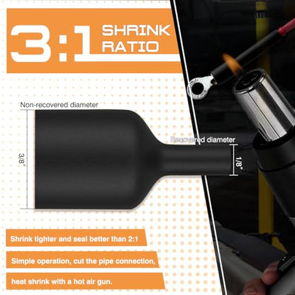 2" 3:1 Heavy Duty Adhesive Lined Heat Shrink Tubing, 82ft Black - size: Dia-2''- 82 Feet