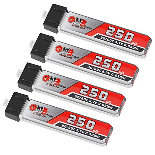 1S 3.7V 250mAh 30C LiPo Battery 4Pack Micro JST 1.25 for Tiny Whoop Drone