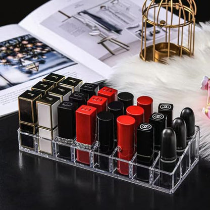 Clear Acrylic Lipstick Lip Gloss Organizer 12 Slots Cosmetic Display Holder for Nail Polish Essential Oil - color: 12 Slots