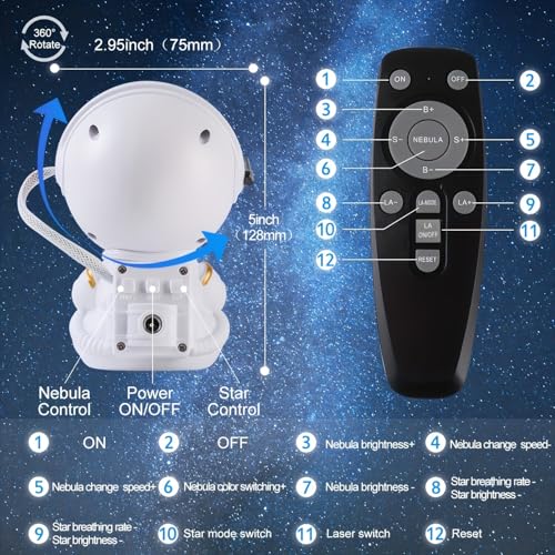 YXQUA Astronaut Galaxy Star Projector for Kids, White Guitar - color: White Guitar