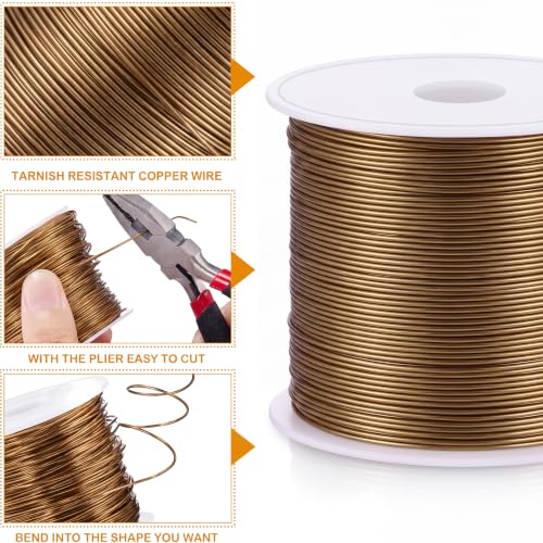 Funrous 5 Rolls Copper Wire 18 20 22 24 26 Gauge with Pliers,Ancient Cyan - color: Cyan