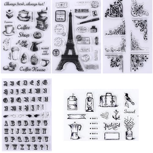 352 Pieces Acrylic Stamp Blocks Tools Set Include 339 Clear Stamp Blocks, 8 Pcs Colorful Craft Ink Pad 5 Pcs Clear Stamping Blocksfor Scrapbooking Card Making DIY