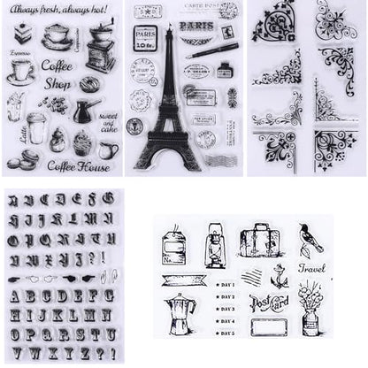 352 Pieces Acrylic Stamp Blocks Tools Set Include 339 Clear Stamp Blocks, 8 Pcs Colorful Craft Ink Pad 5 Pcs Clear Stamping Blocksfor Scrapbooking Card Making DIY