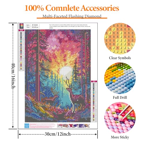 Diamond Art Kits for Adults, Sunset DIY 5D Diamond Painting for Beginners - color: BLKJDP15