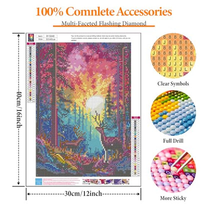 Diamond Art Kits for Adults, Sunset DIY 5D Diamond Painting for Beginners - color: BLKJDP15