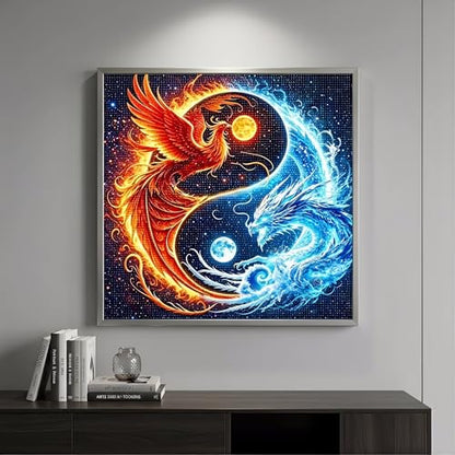 YCZO 5D Dragon and Phoenix Diamond Art Painting Kits for Adults Beginners