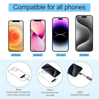 takyu Phone Lanyard, 2 Pack Adjustable Cell Phone Lanyard Crossbody Neck Strap & 2 Pack Wrist Strap with Tether Tabs Compatible for iPhone Android Smartphones- DarkPule Black - color: Dark-puple + Black