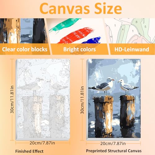 Mandun Beach Paint by Numbers Kit for Adults, 3 Pack, 7.8x11.8 inch - color: 3 Pack Beach