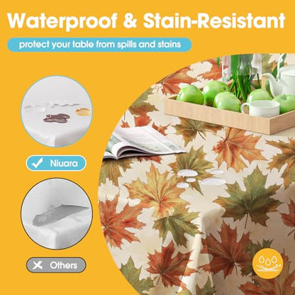 Niuara Fall Maple Plastic Table Cloth Disposable, 4 Pack, 54 x 108 in - color: Fall Maple, size: 54" x 108" - 4 Packs